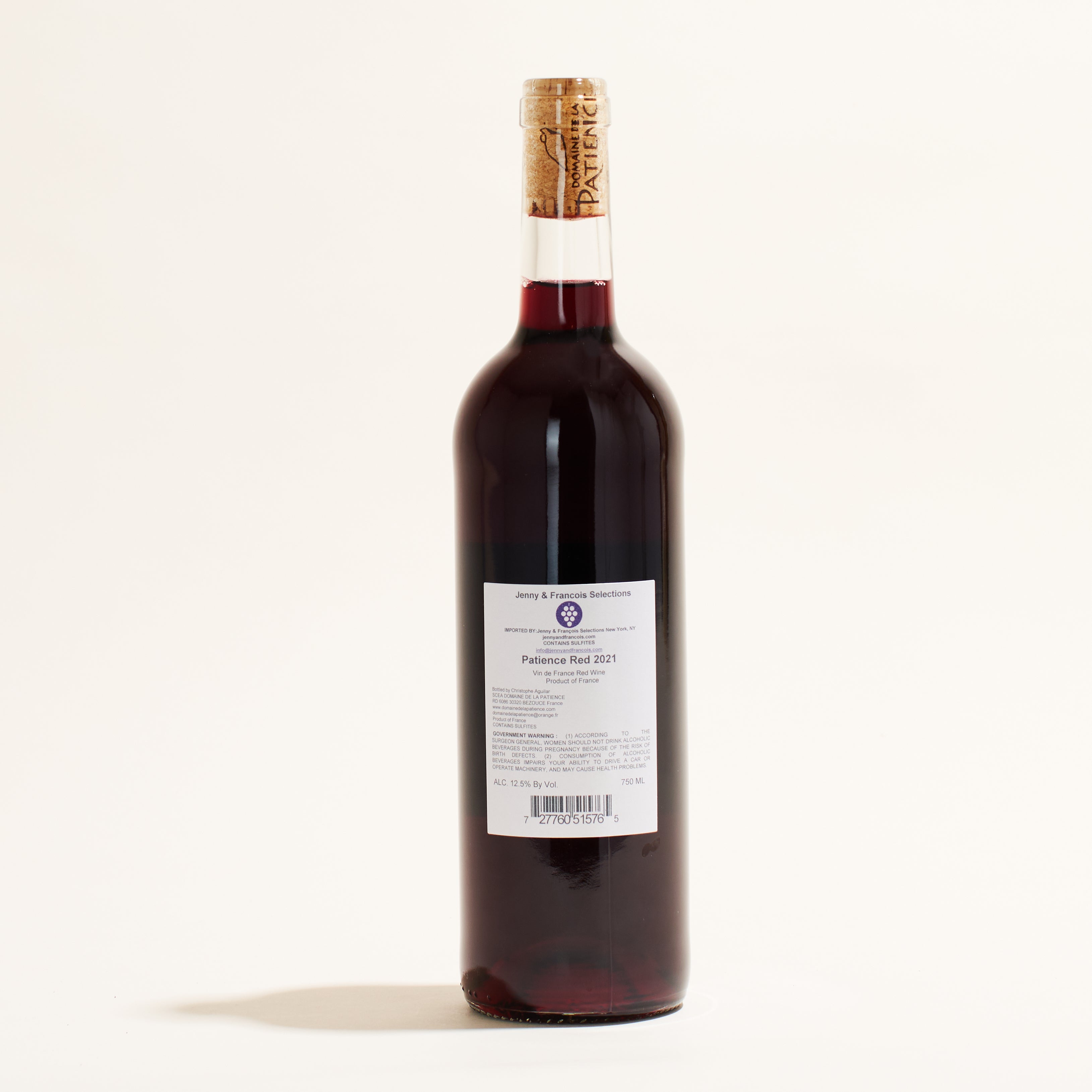 Red Patience natural red wine Bezouce France back