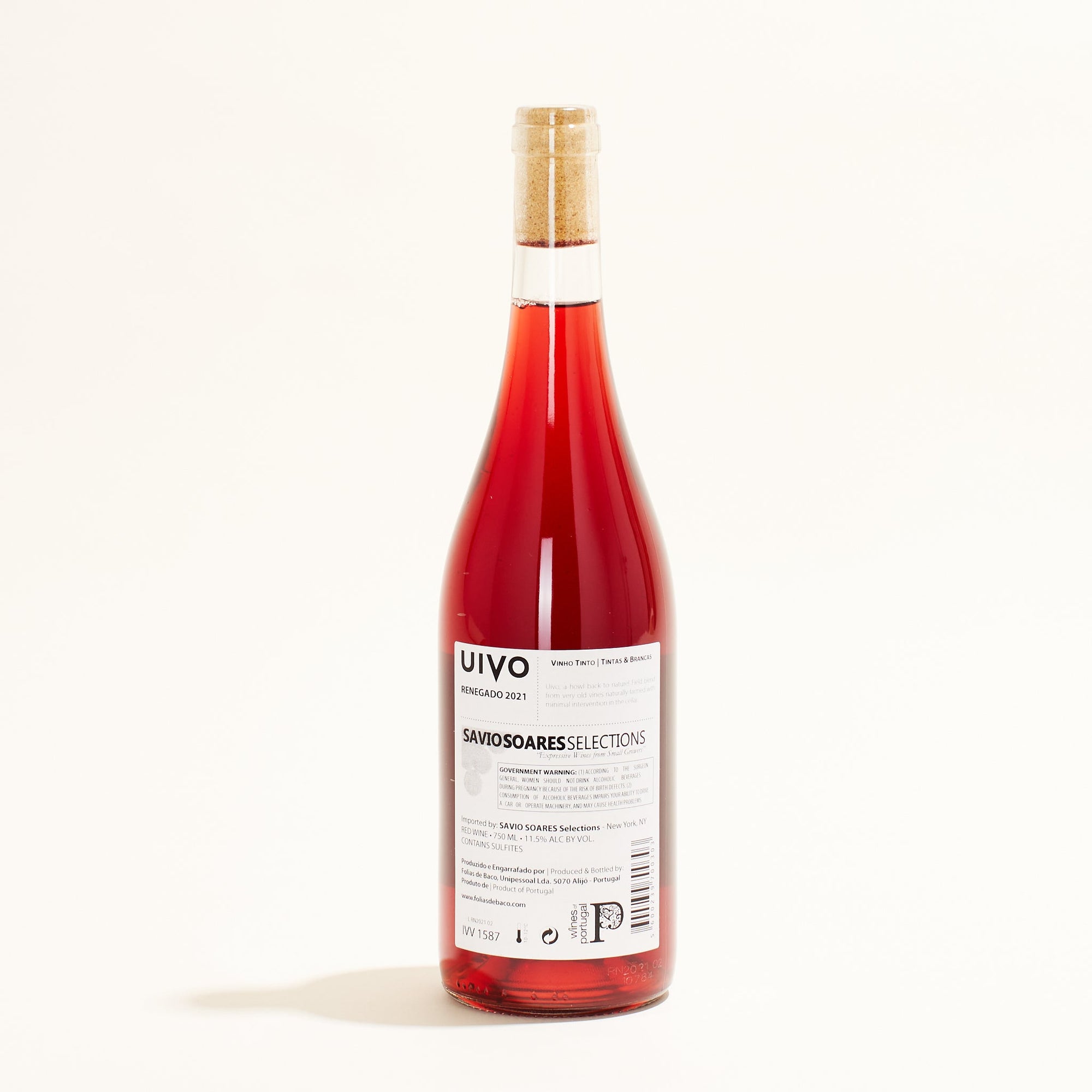 UIVO Renegado Folias de Baco natural red wine Douro Portugal  back