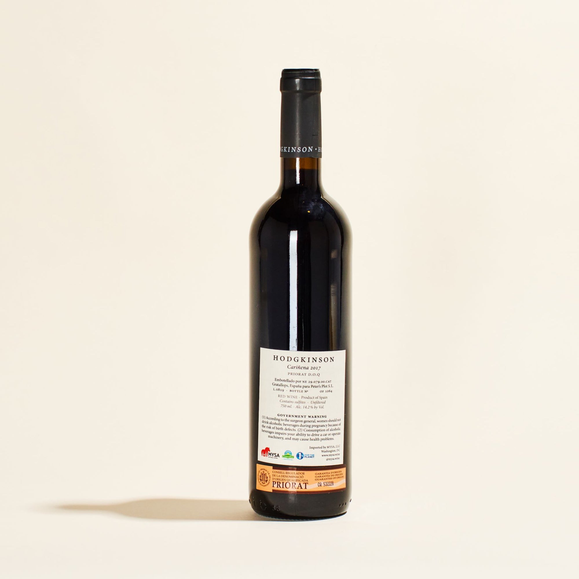 natural red wine carinena hodgekinson priorat spain