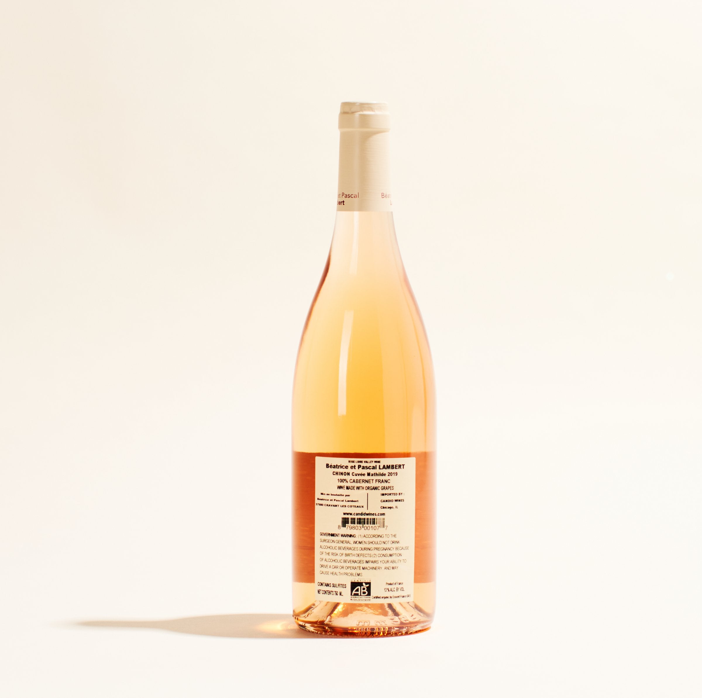 chinon rose cuvee mathilde domaine beatrice and pascal lambert natural Rose wine Loire Valley France back