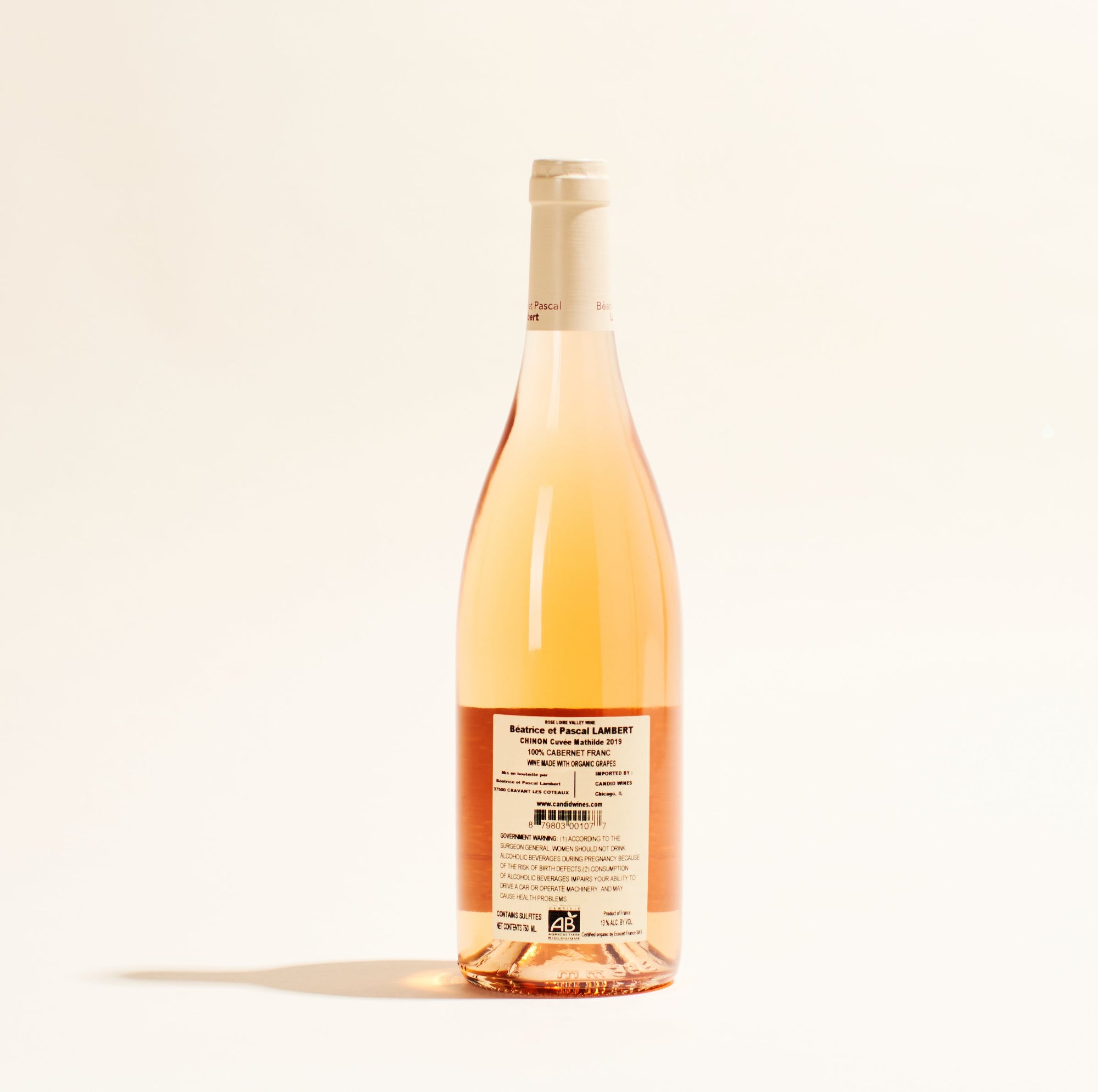 chinon rose cuvee mathilde domaine beatrice and pascal lambert natural Rose wine Loire Valley France back