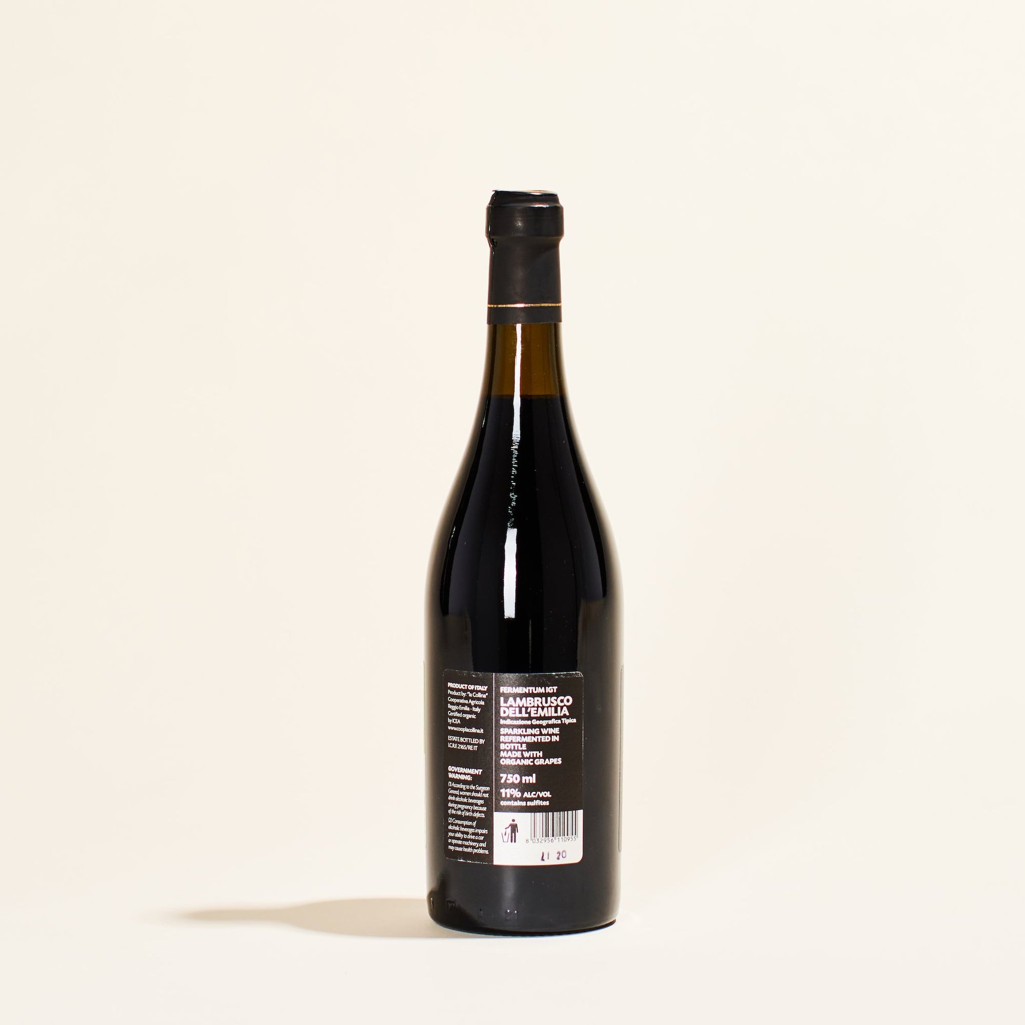 red sparkling natural wine fermentum lambrusco igt la collina