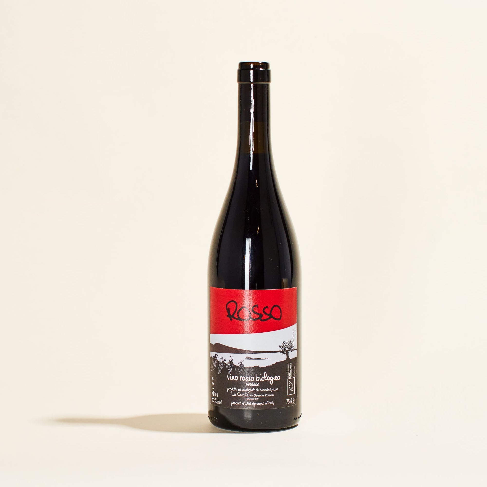 rosso le coste lazio italy natural red wine bottle