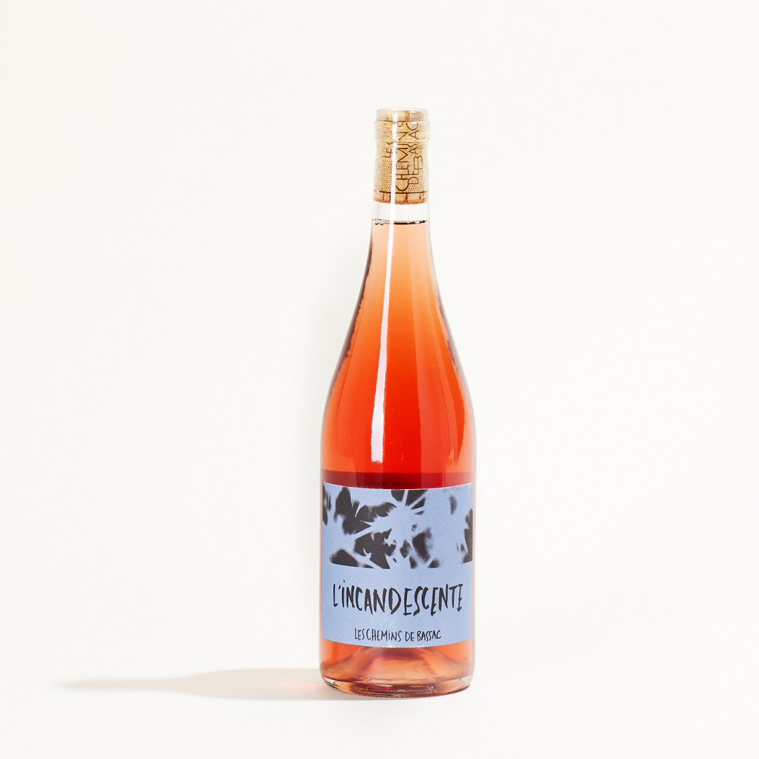 lincandescente rose chemins de bassac natural Rosé wine Languedoc Roussillon France front