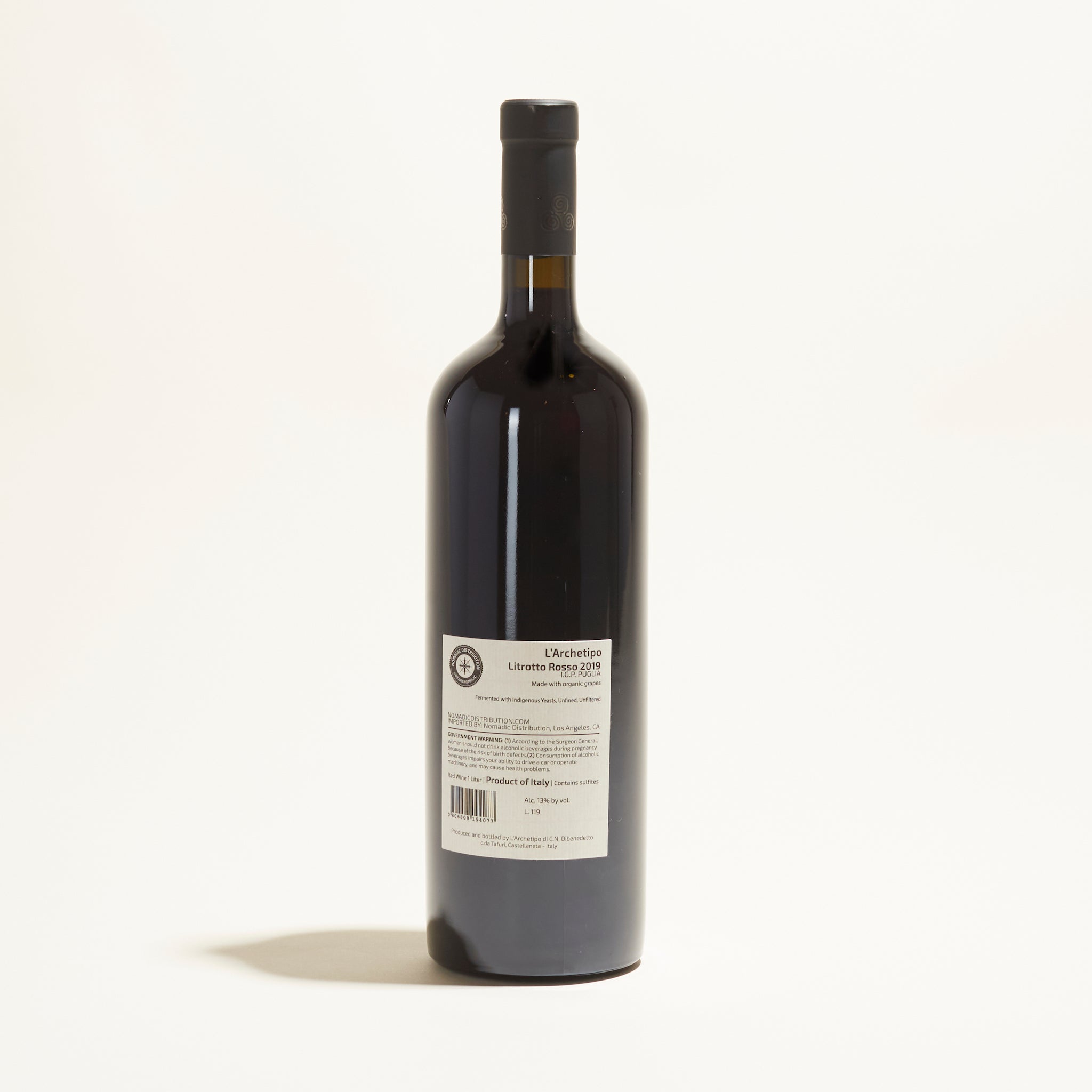 litrotto rosso larchitepo natural red wine italy puglia