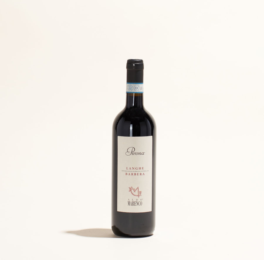 pirona aldo marenco natural barbera red wine langhe italy front label